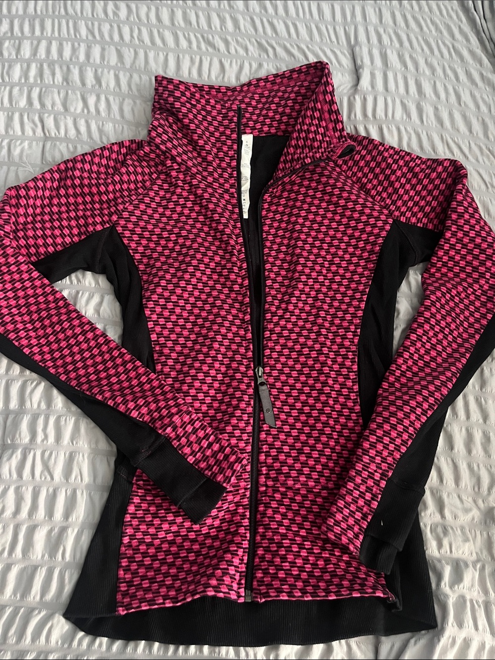 lululemon athletica Pink & Black Patterned Full-Zip Bomber Jacket